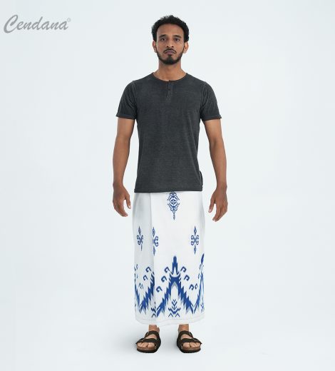 Sarung Cendana Kembang Batik Putih